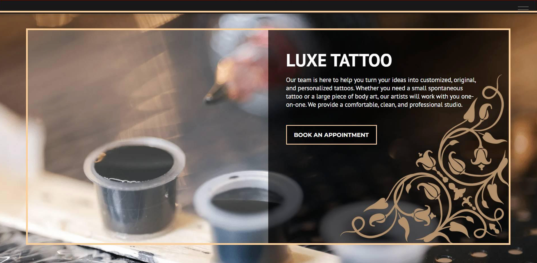 Tattoo Website Luxe Template Design