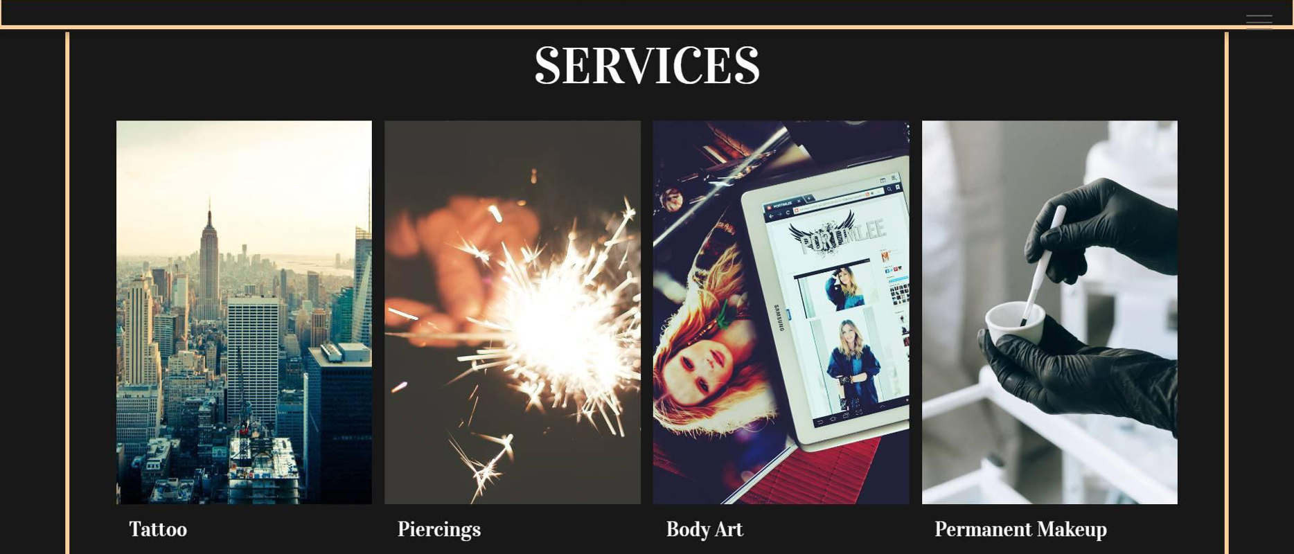 Example of a tattoo website services template