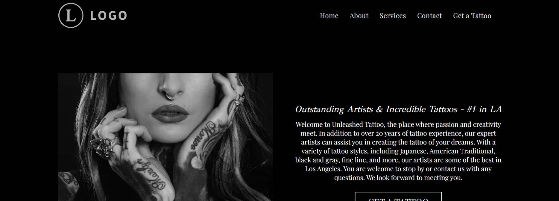 Example of a tattoo website template