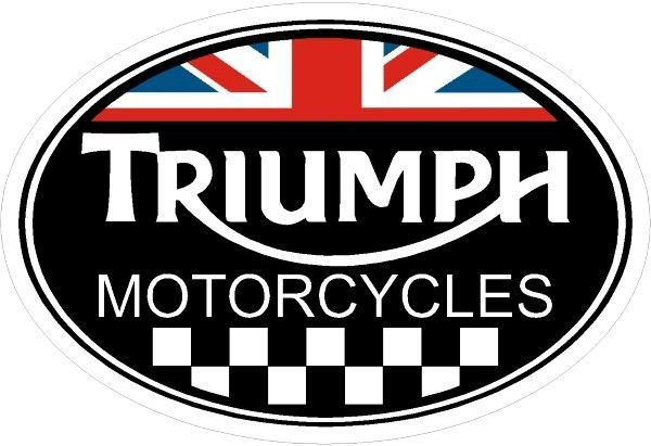 The logo for triumph motorcycles has a british flag on it.
