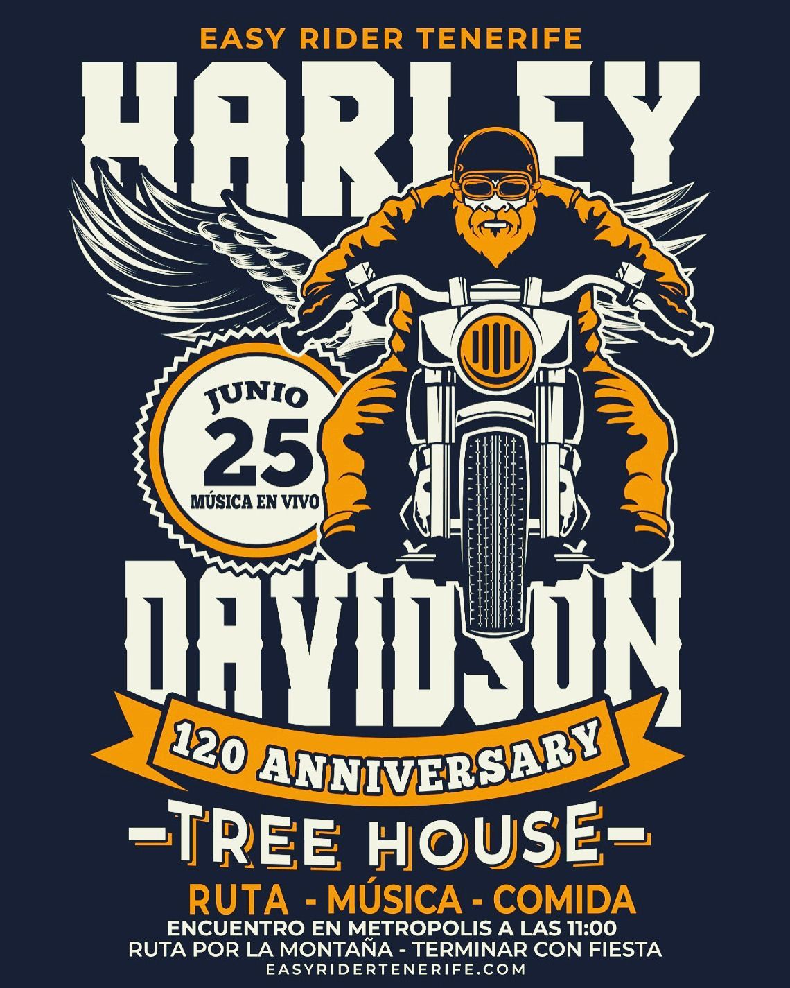 A harley davidson poster with a man on a motorcycle