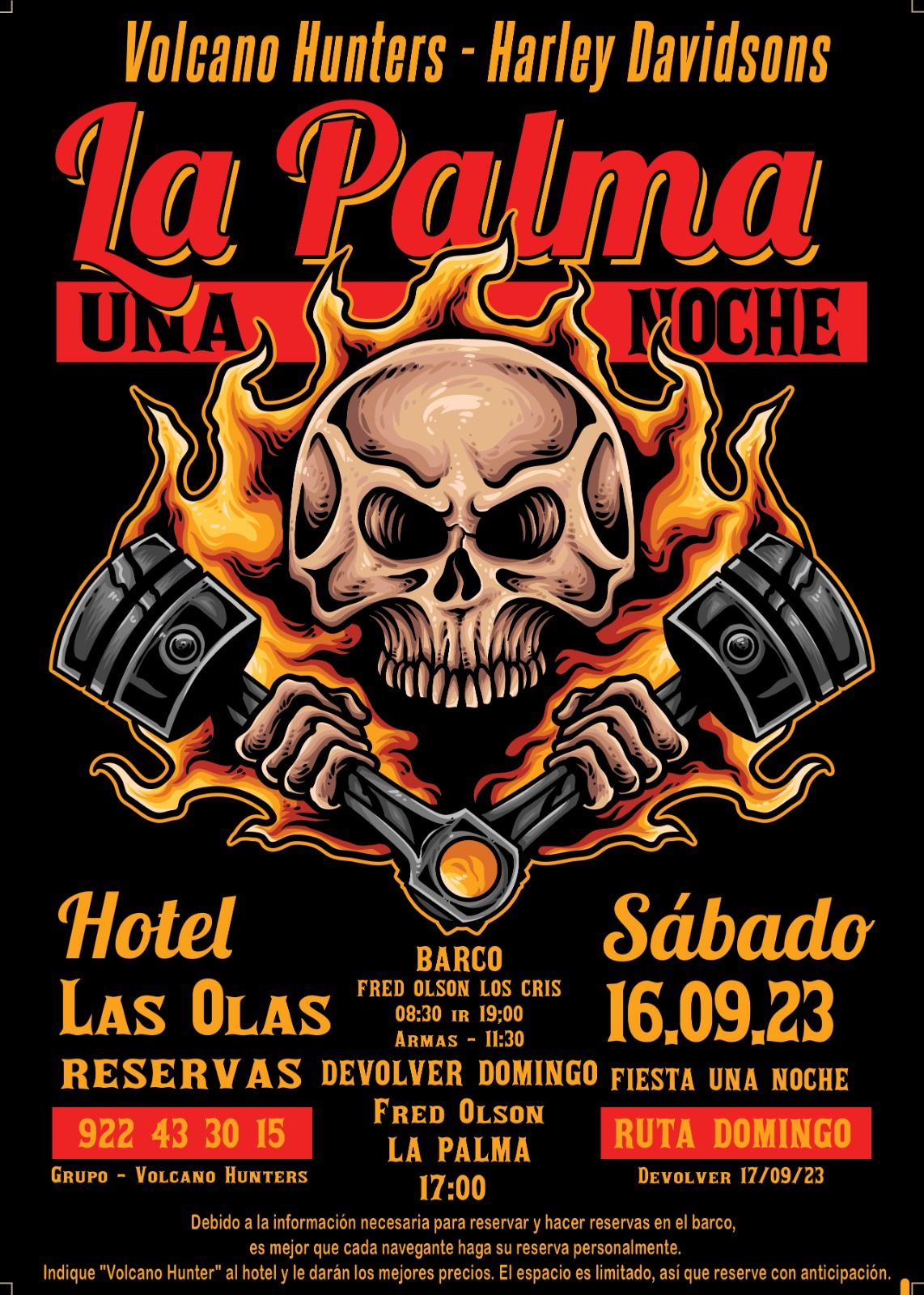 A poster with a skull on it that says la palma