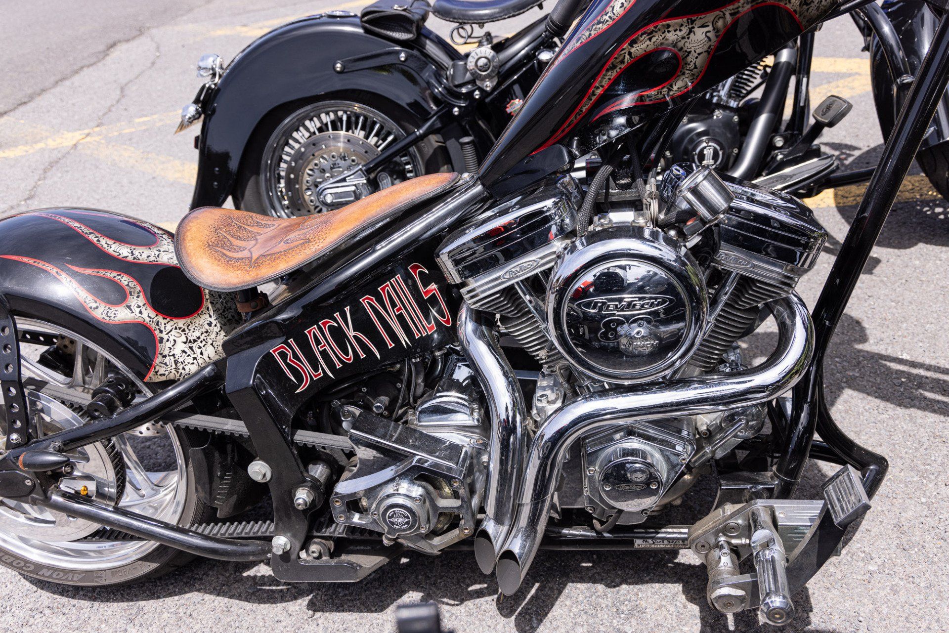 A motorcycle with the word rock on it