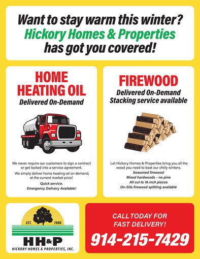 A poster that says `` want to stay warm this winter ? hickory homes & properties has got you covered ! ''