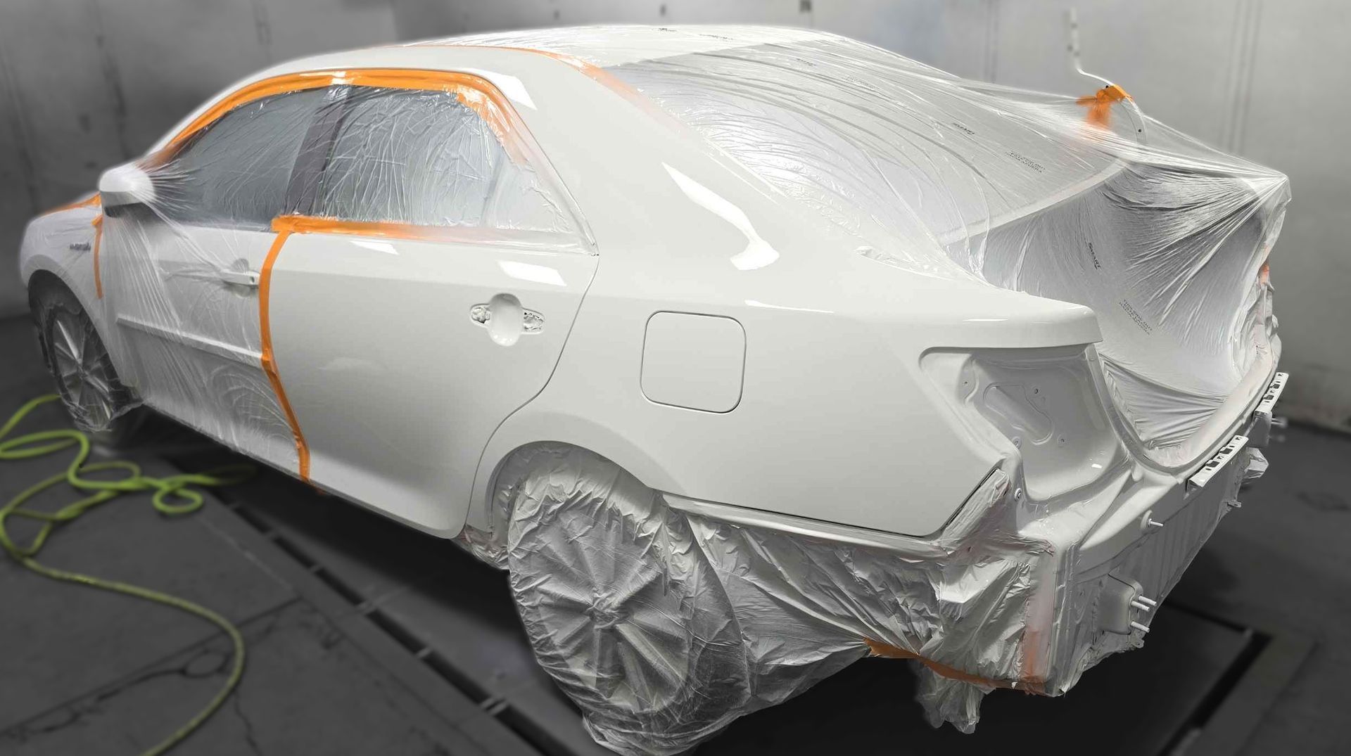 In process photo of a vehicle being repaired at Modern Auto Body.