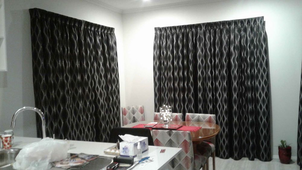 grey patterned curtains in dining room adelaide south australia
