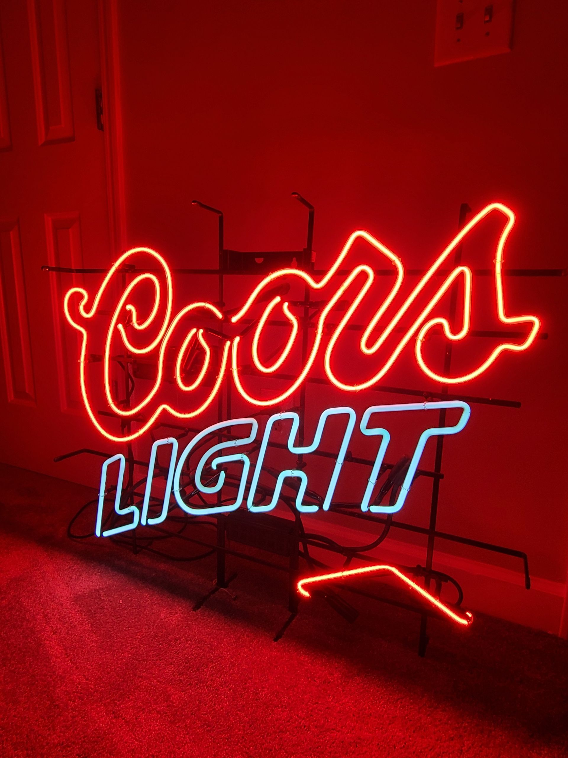 Neon Coors Light sign, red 