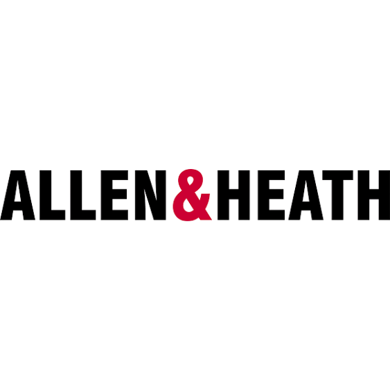 Allen & Heath logo with black text and a red