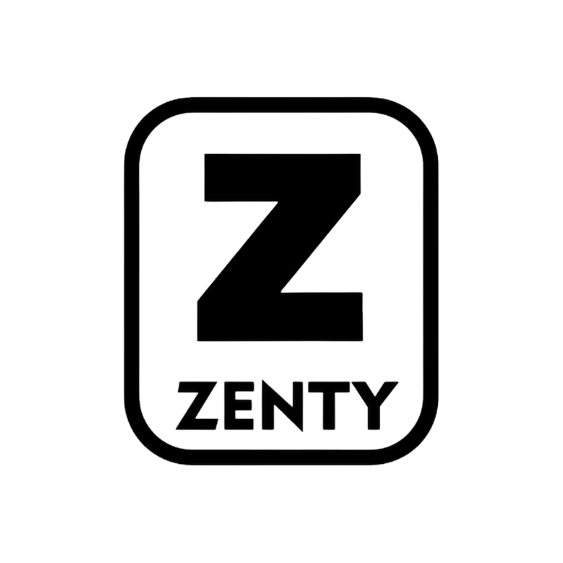 Logo for Zenty, a black