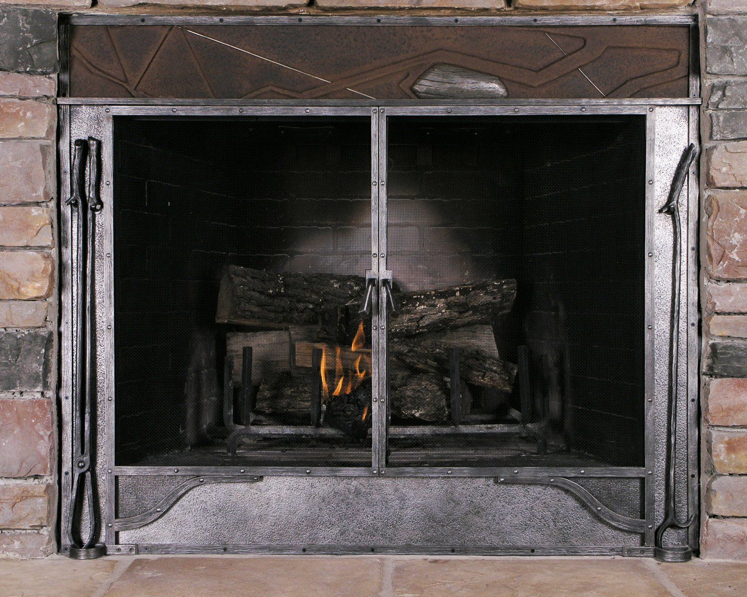 custom forged fireplace screen