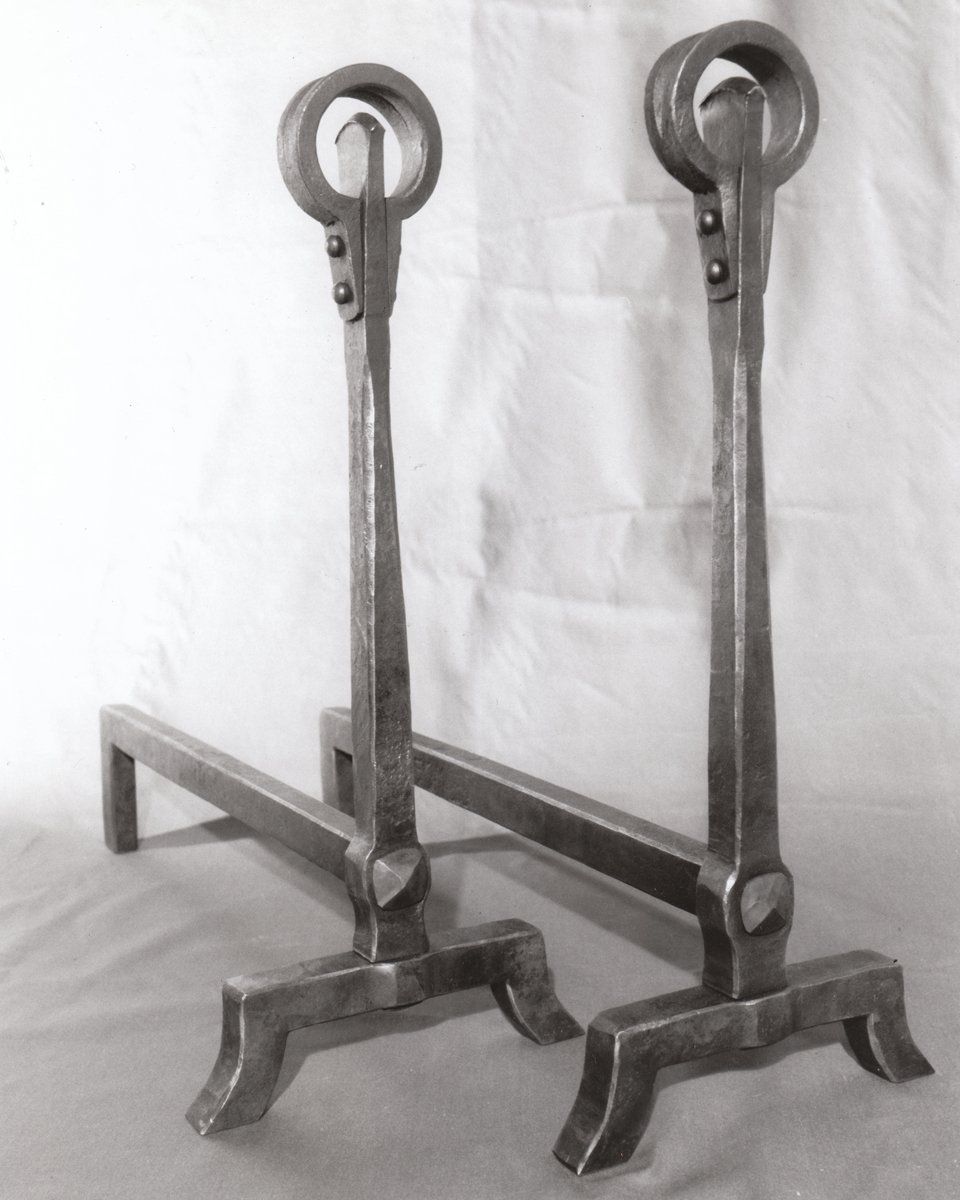 hand forged fireplace andirons