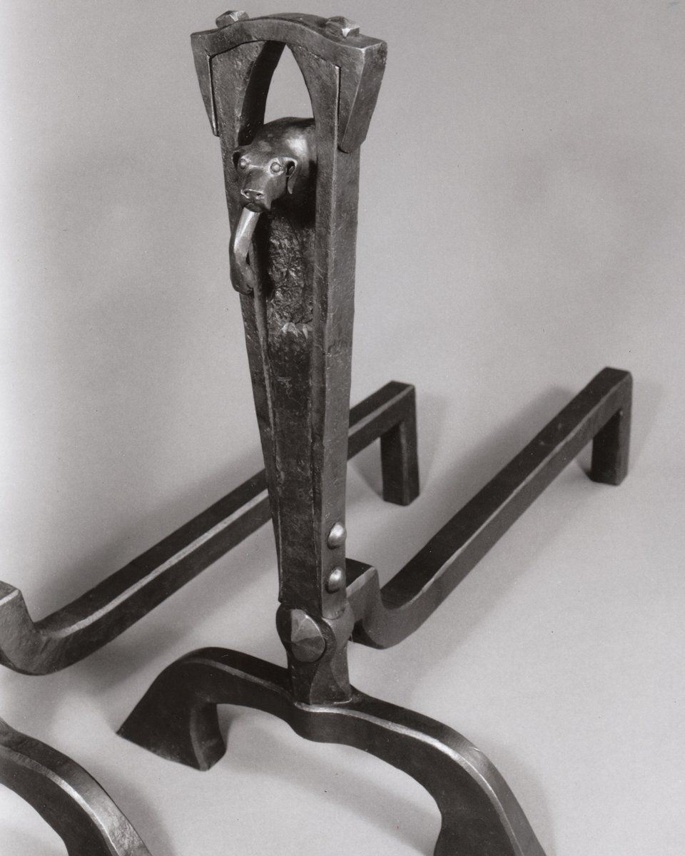 custom  forged fireplace andirons firedogs detail