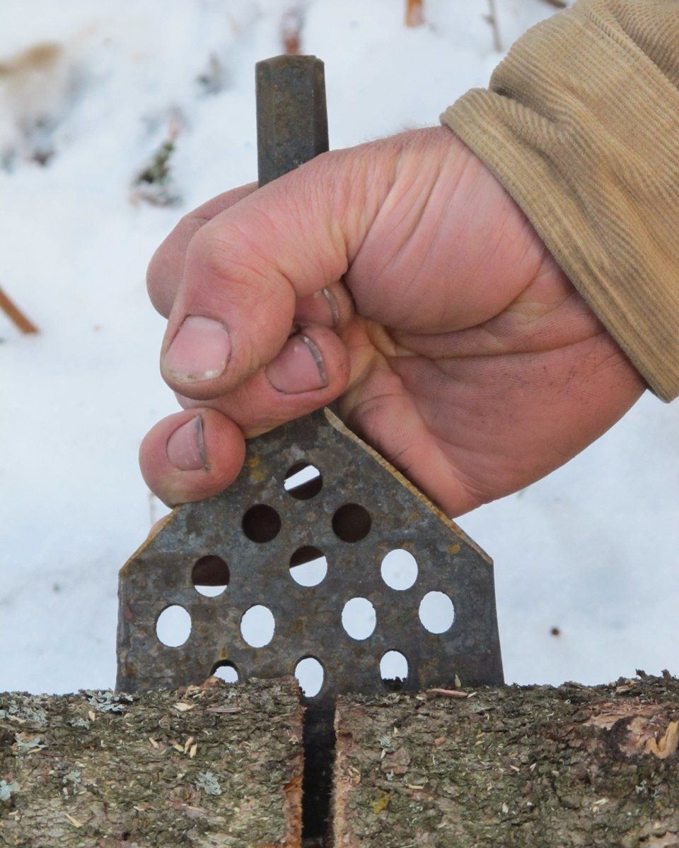 hand forged iron wood chopping wedge