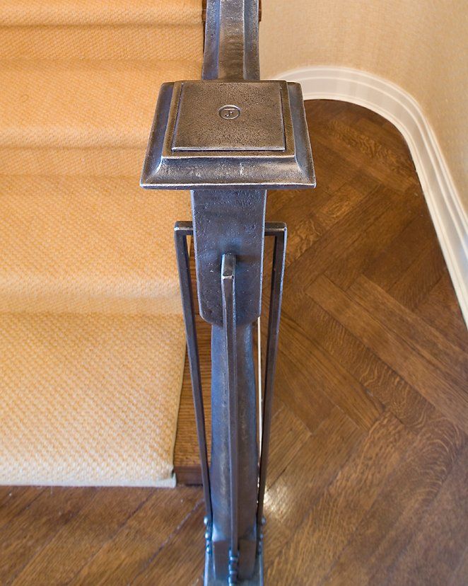 custom iron stairwell newel post