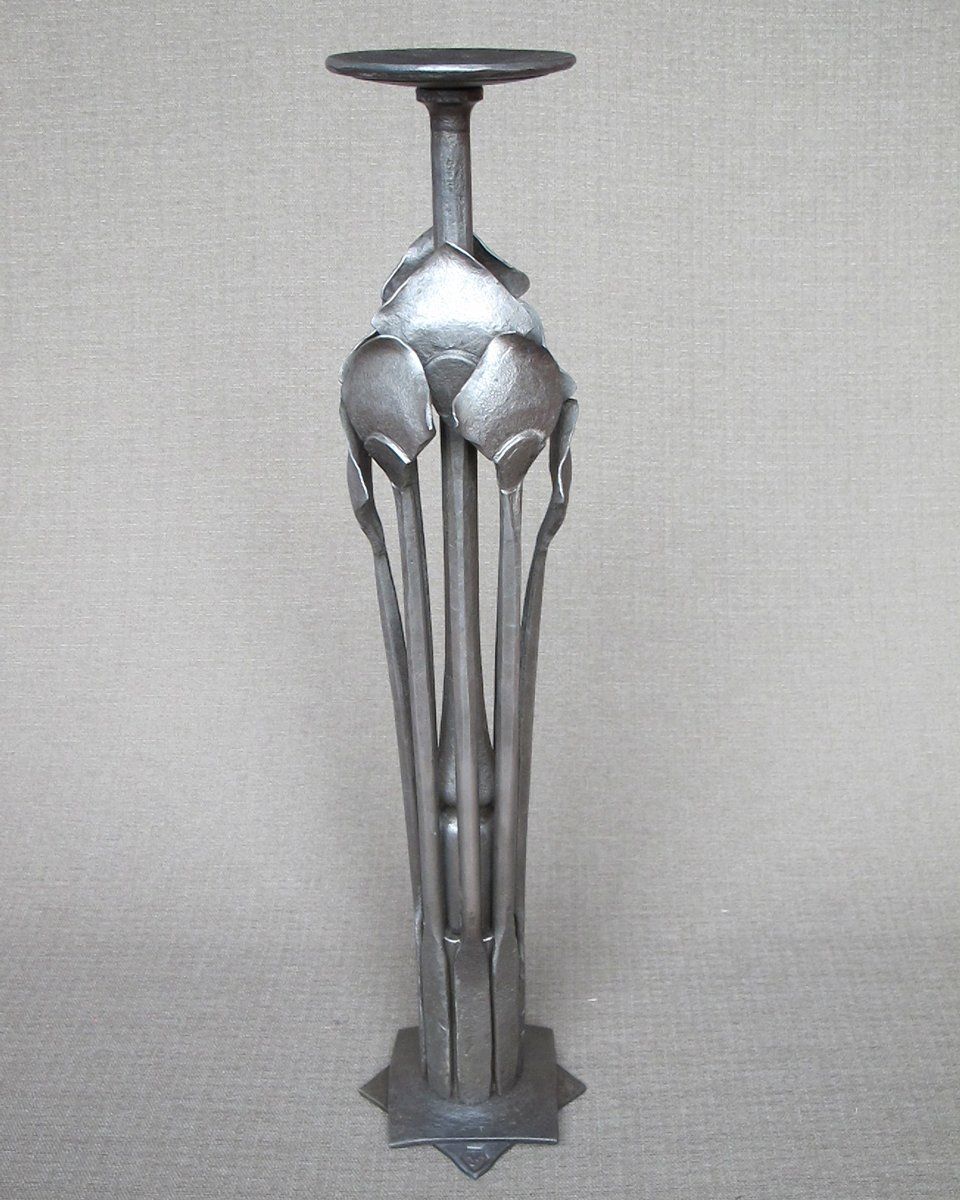 designer hand forged iron candlestick
