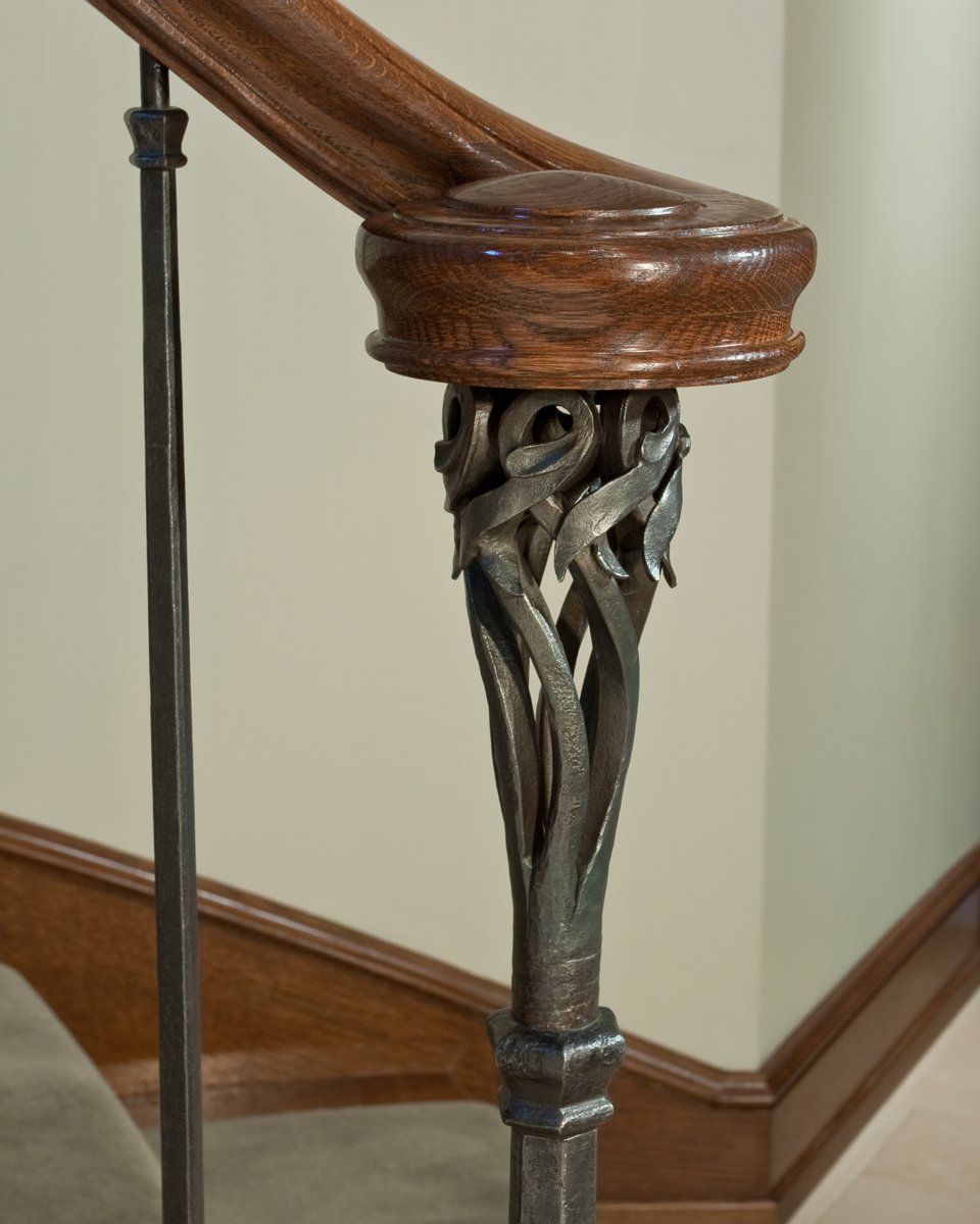 custom forged iron & wood stairwell banister