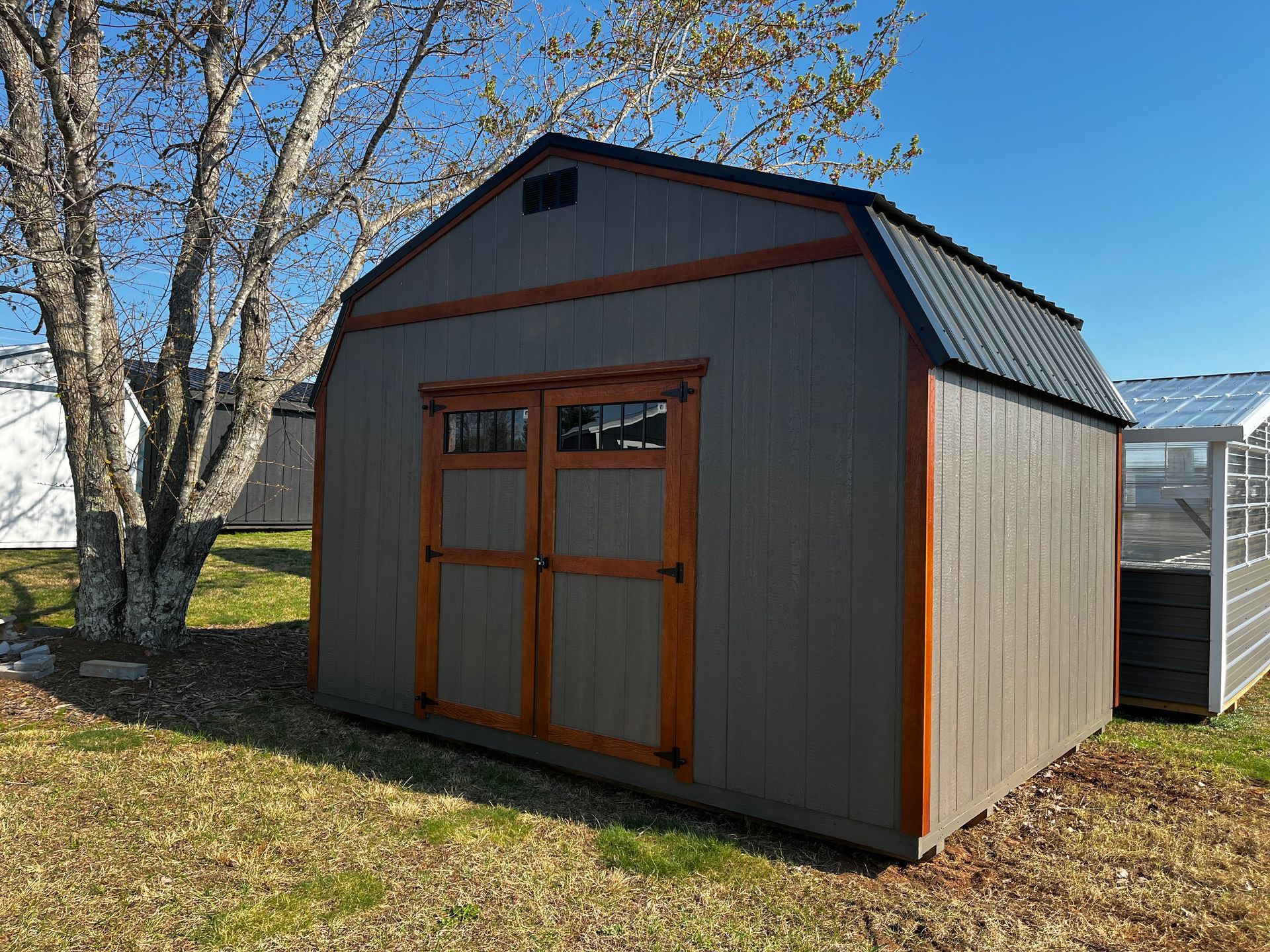 12x14 Powered Workshop- Workbench and shelving-