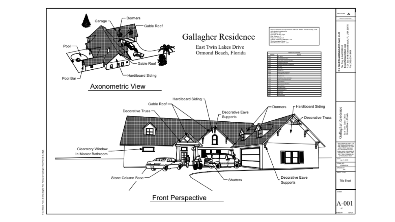 Isometric drawing of a large mansion with towers, a swimming pool, and a circular driveway.