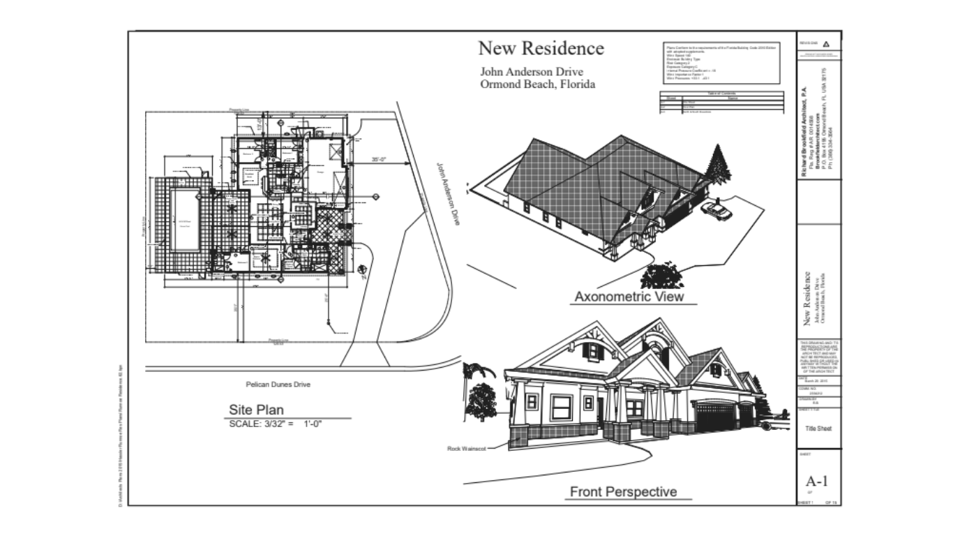 Architectural cross-section of a dining room with sloped roof. People stand near tables, a service area visible on the left.