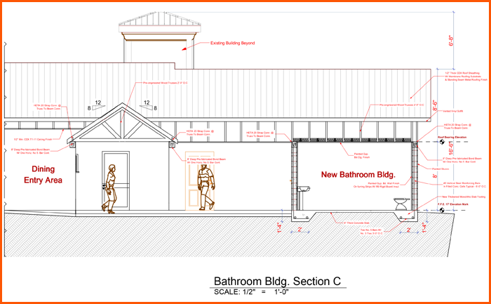 Architectural plan of a building section, labeled 