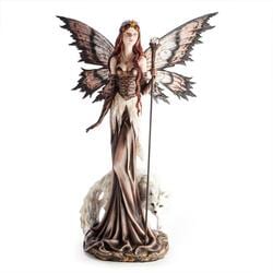 Large_Brown_Fairy_with_Snow_Wolf — New Age Giftware in South Mackay, QLD