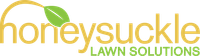 Logo for Honeysuckle Lawn Solutions with a leaf graphic and yellow and green text.