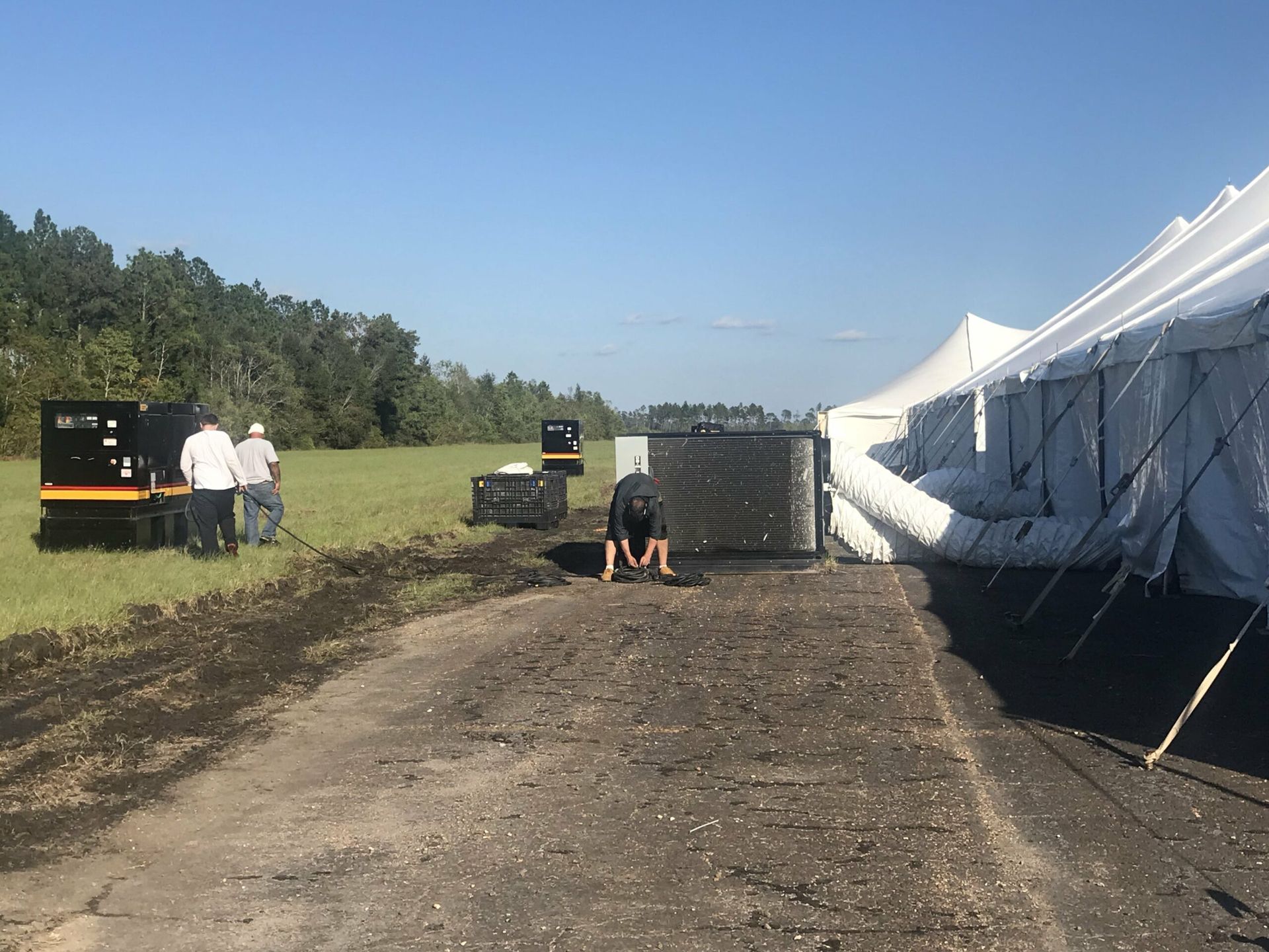 Disaster relief and emergency onsite tents set up 