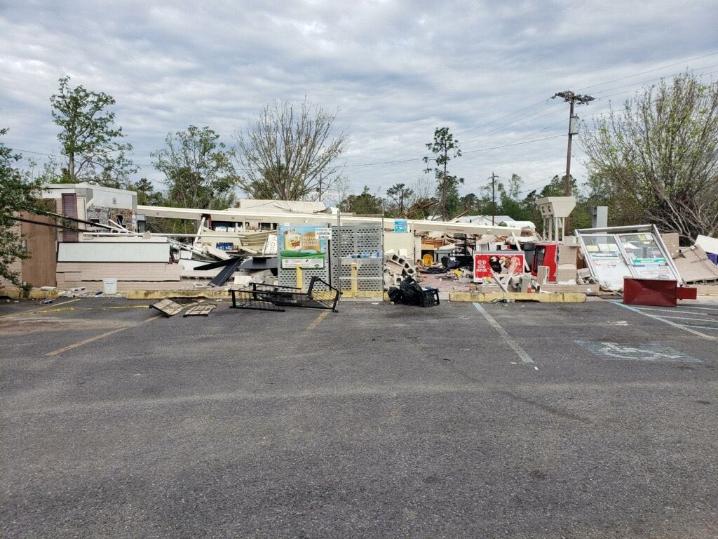 Disaster relief and emergency. aftermath of storm.