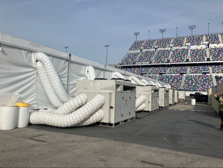 Row of temporary HVAC