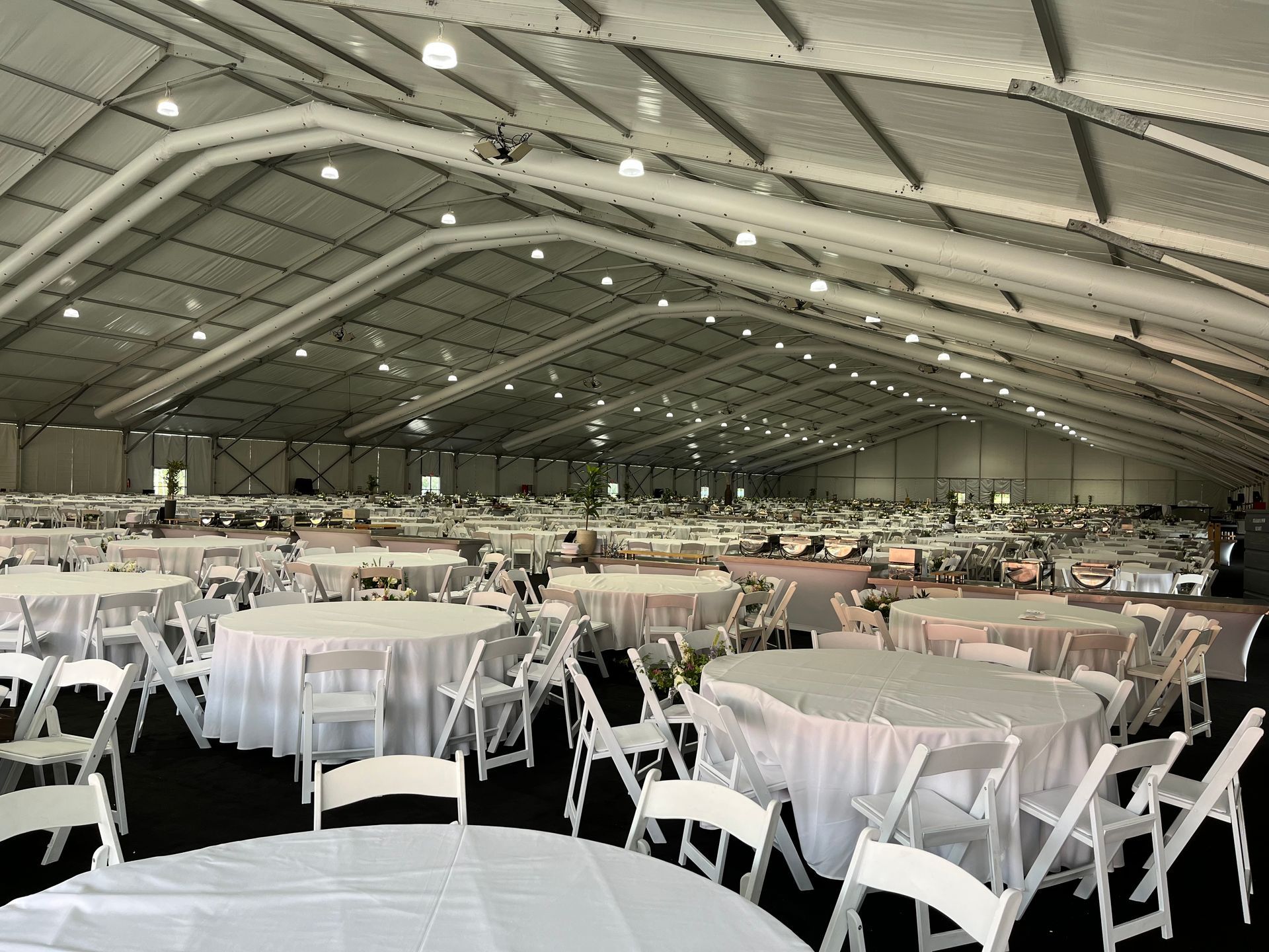 Tents with ducting for larger. events, temporary hvac. and power.