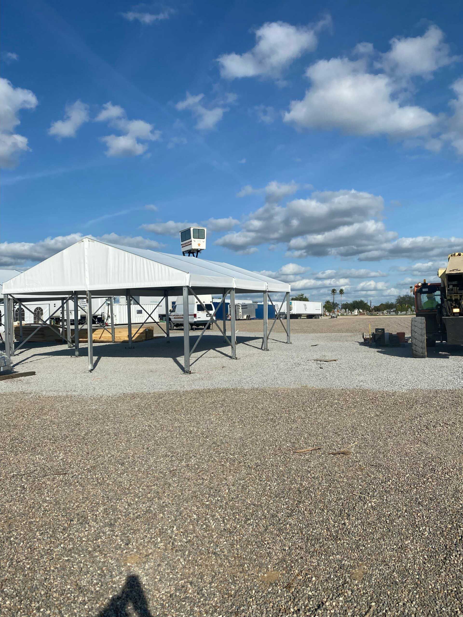 Temporary structures being installed with. our temporary HVAC and generators.