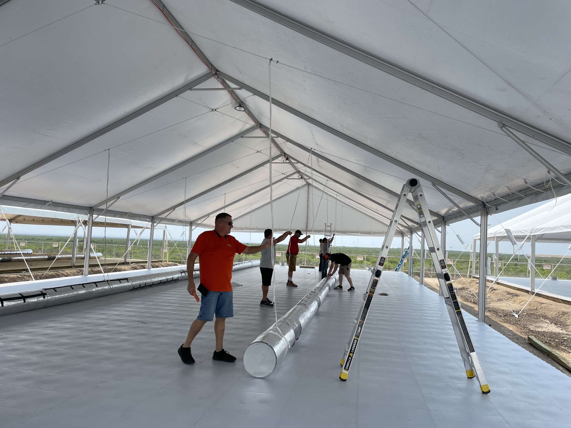 Duct. And going into a temporary structure with temporary power and temporary hvac.