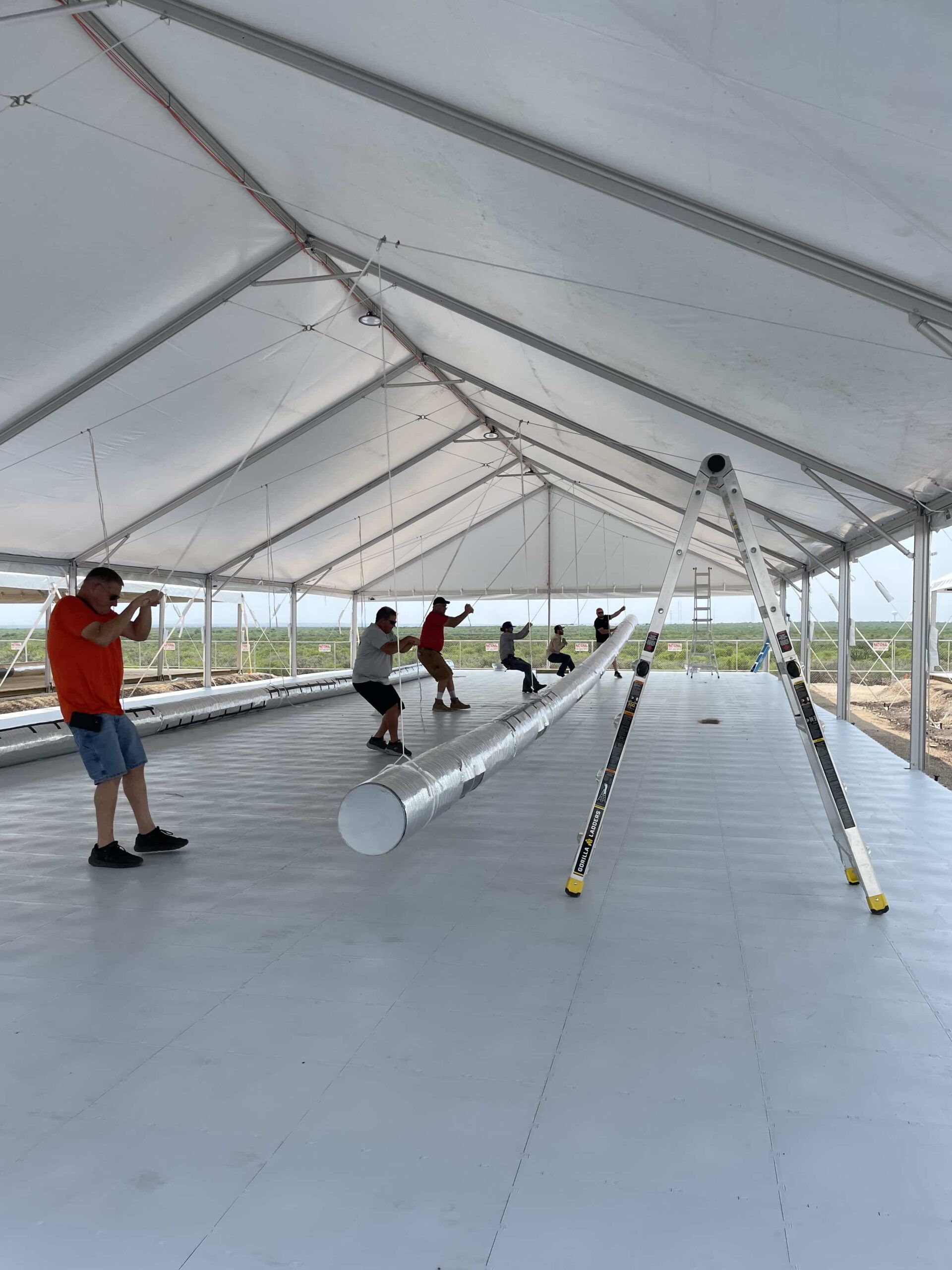 Installation of ductwork into a temporary structure where our temporary generators and hvac will be used.