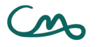Logo astratto in corsivo color verde acqua su sfondo bianco