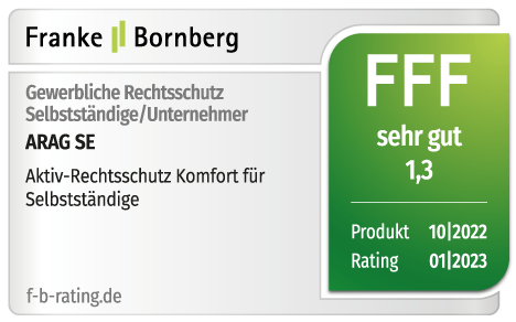 „Sehr Gut“ (Note 1,3) für unseren Firmenrechtsschutz Komfort von Franke und Bornberg