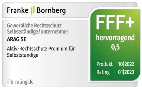 Hervorragend (Note 0,5) für unseren Firmenrechtsschutz Premium von Franke und Bornberg