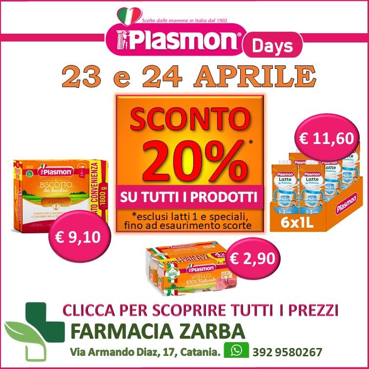 SCONTO del 20% su tutti i prodotti 23-24 Aprile - Plasmon Days