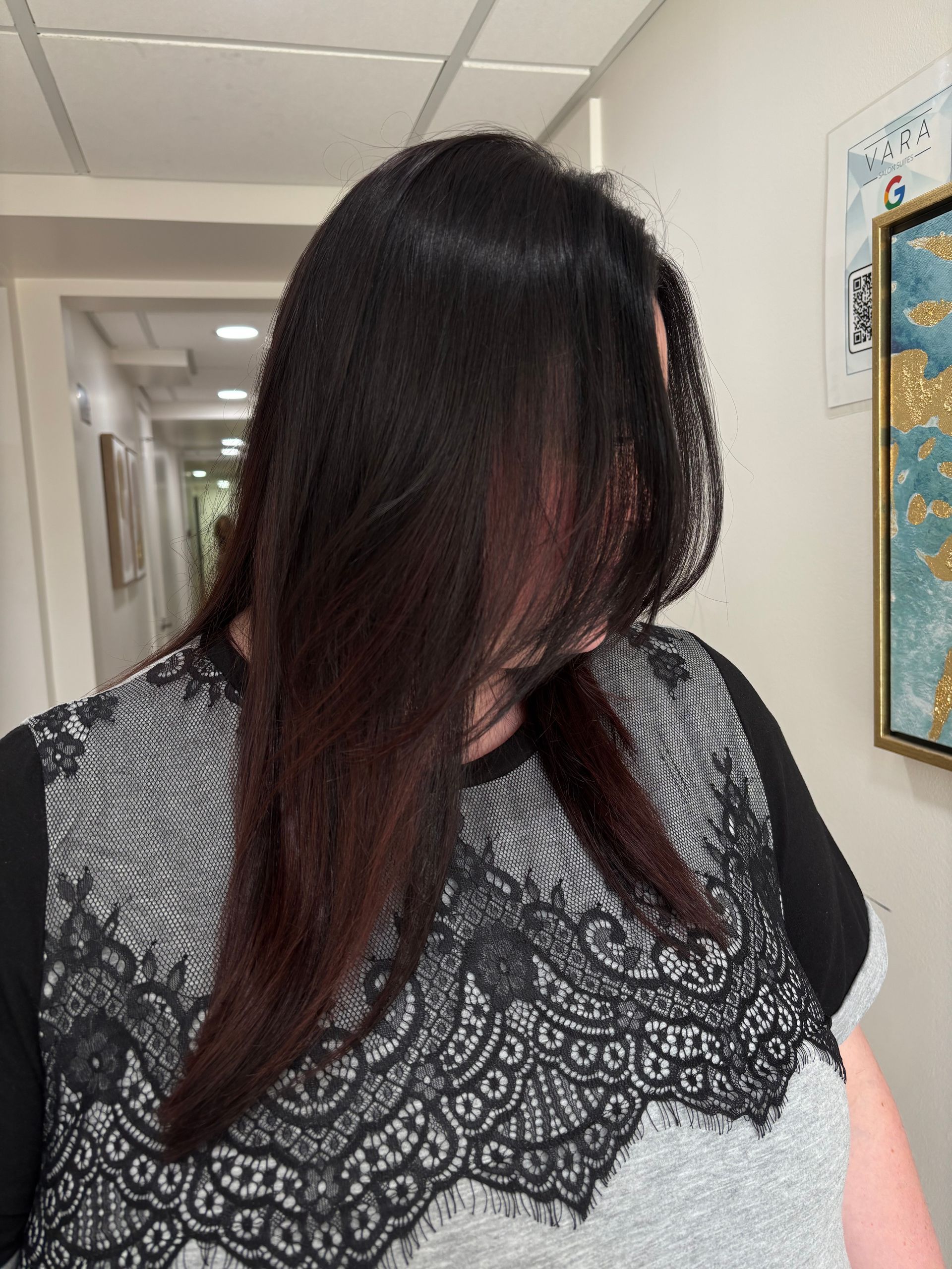 “Stylist and client reflection at Looks by Lovato beauty salon Sandy Utah”