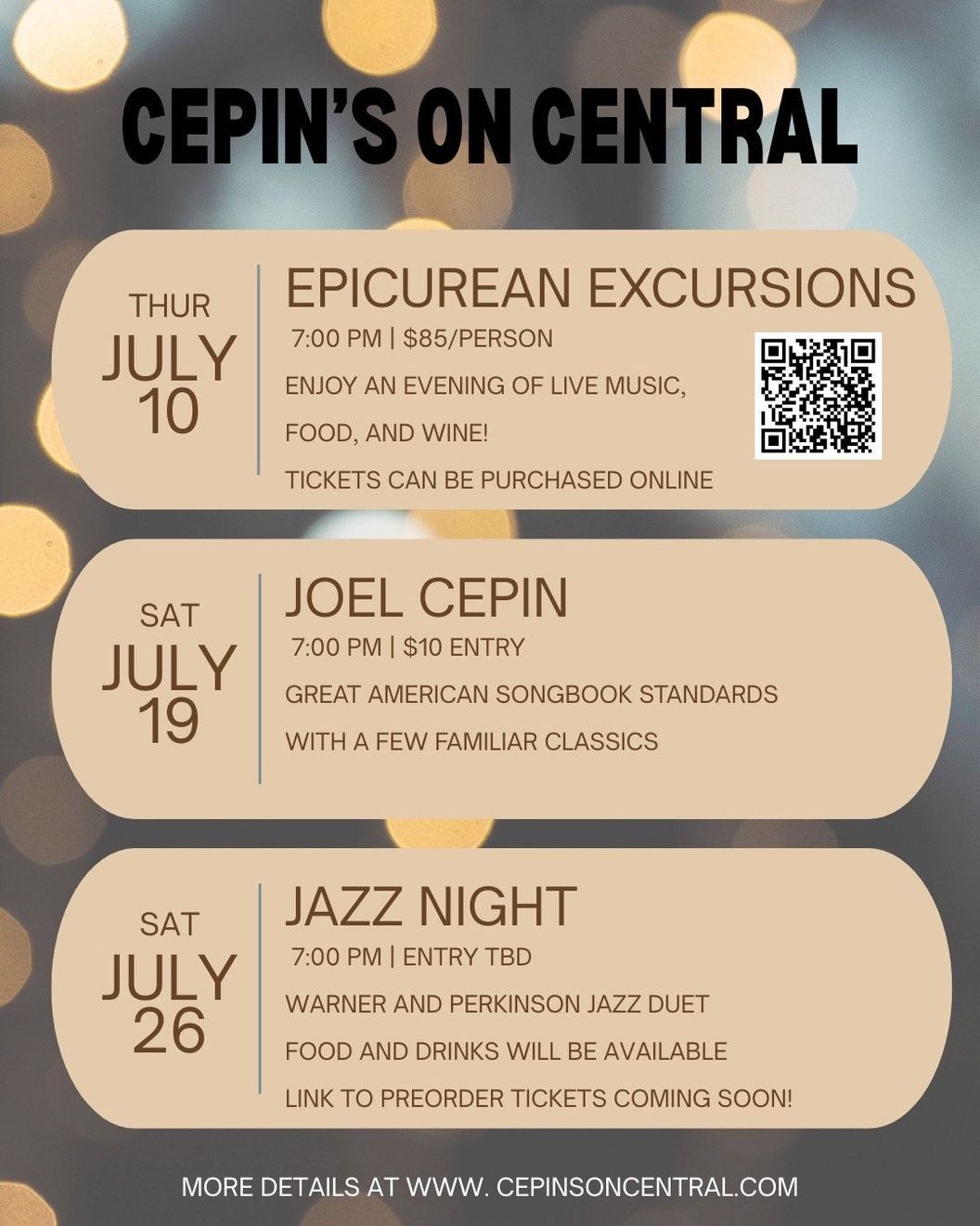 A poster for cepin 's on central