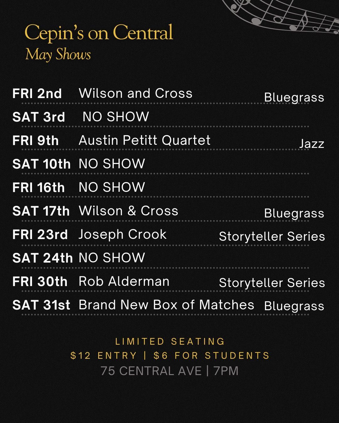 A poster for cepin 's on central april shows