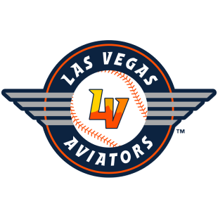 Las Vegas Aviators baseball team logo with orange-and-blue winged emblem and LV monogram