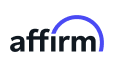 Affirm logo: Dark text with a blue arch above 