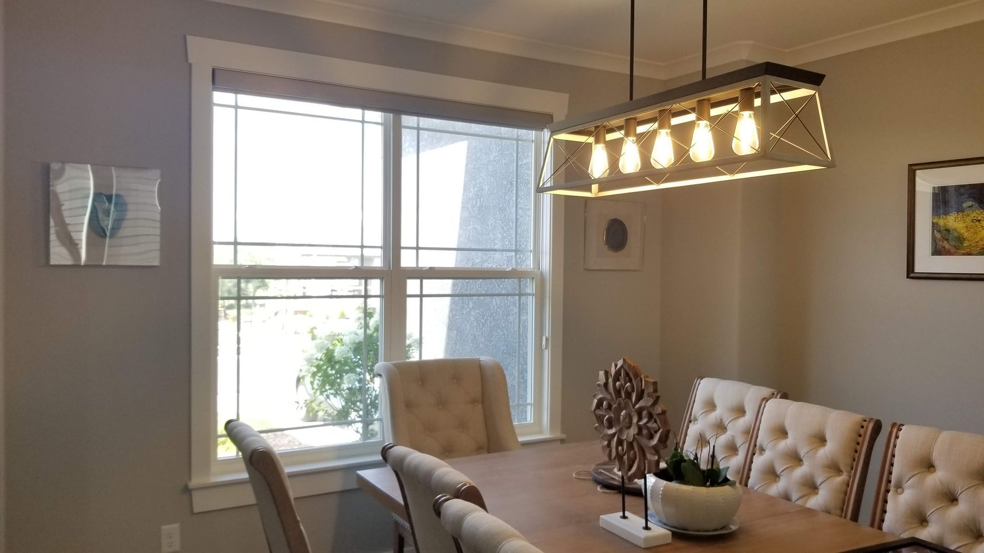 Dining room with open Solar Shield Banded Shade