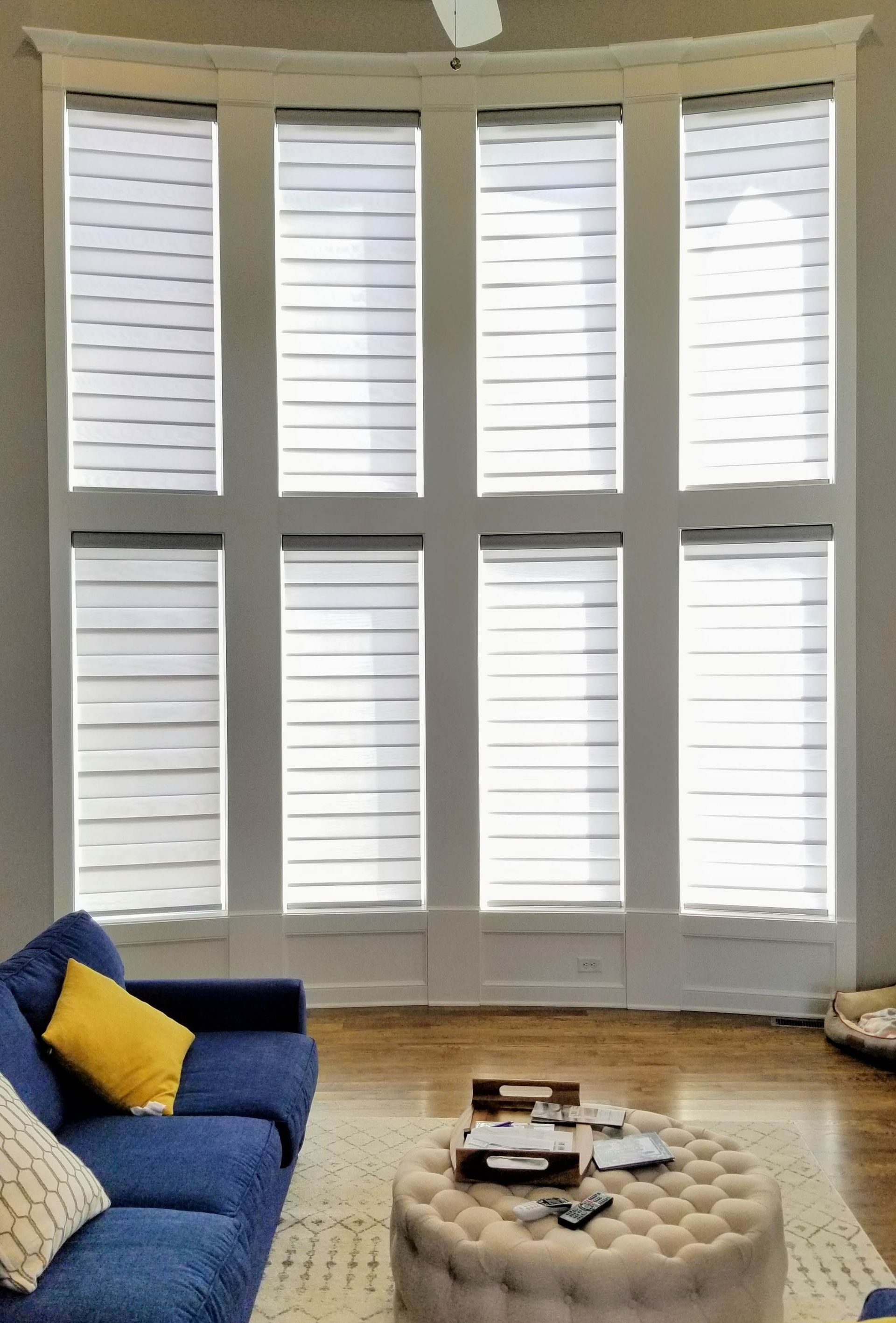 Banded Shades by Solar Shield closed in Great Room Windows