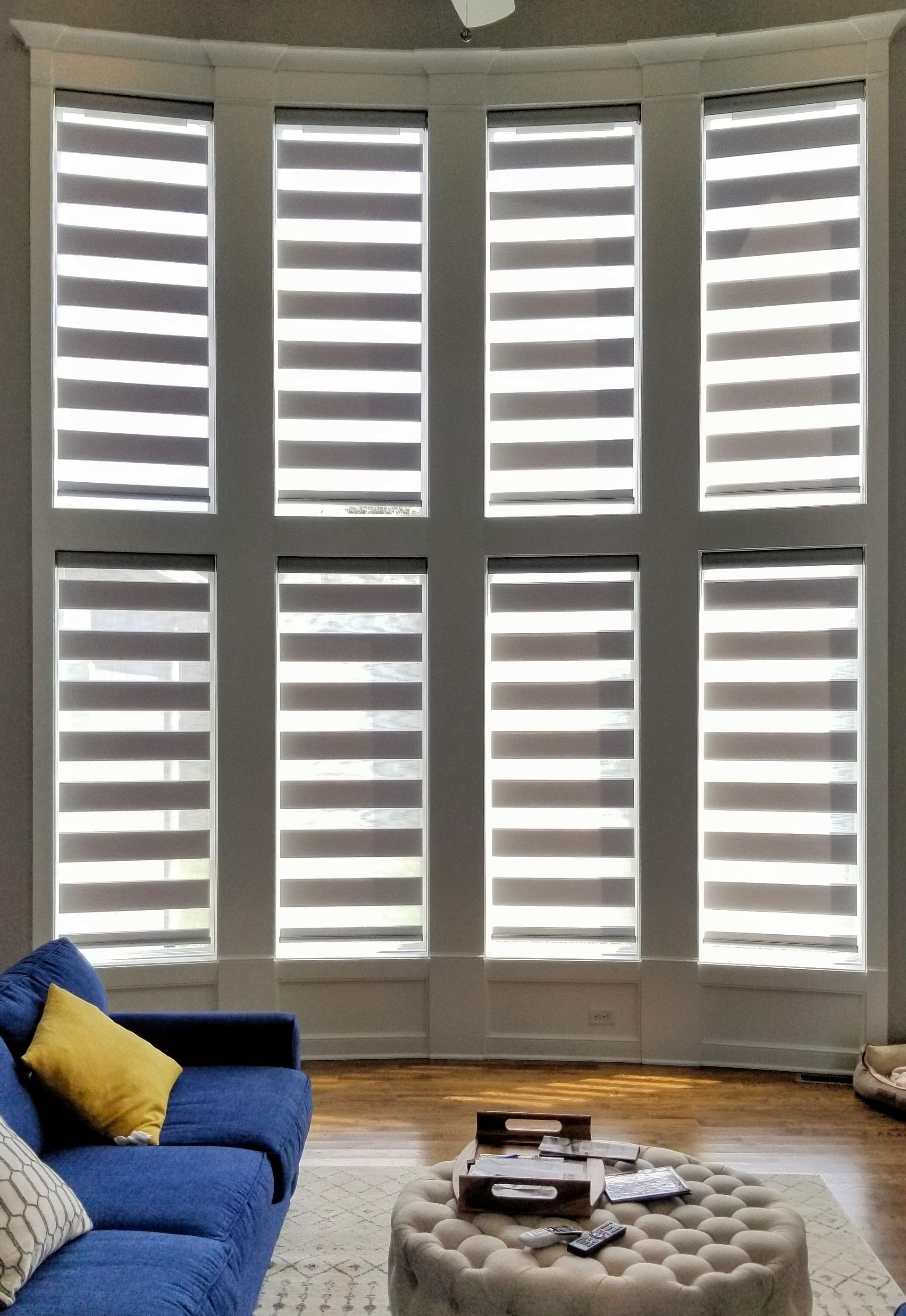 Banded Shades by Solar Shield  opened in Great Room Windows