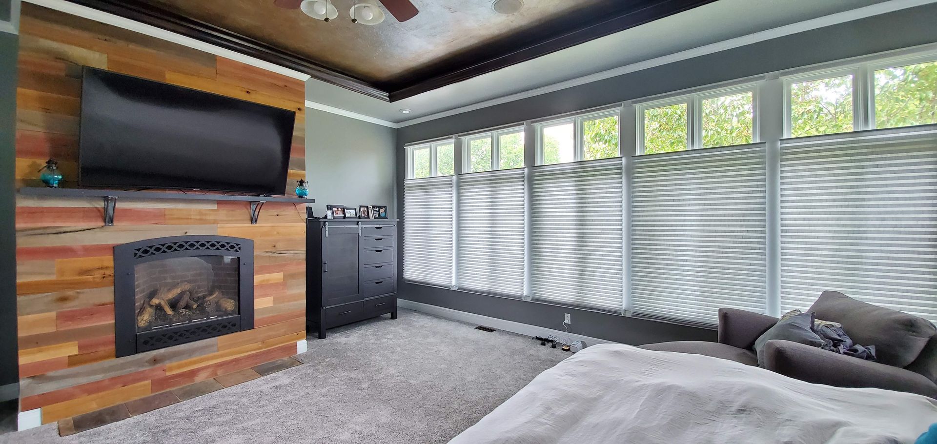 Solar Shield Honeycomb Shades with Top Down Bottom Up installed in bedroom in Kansas City, MO