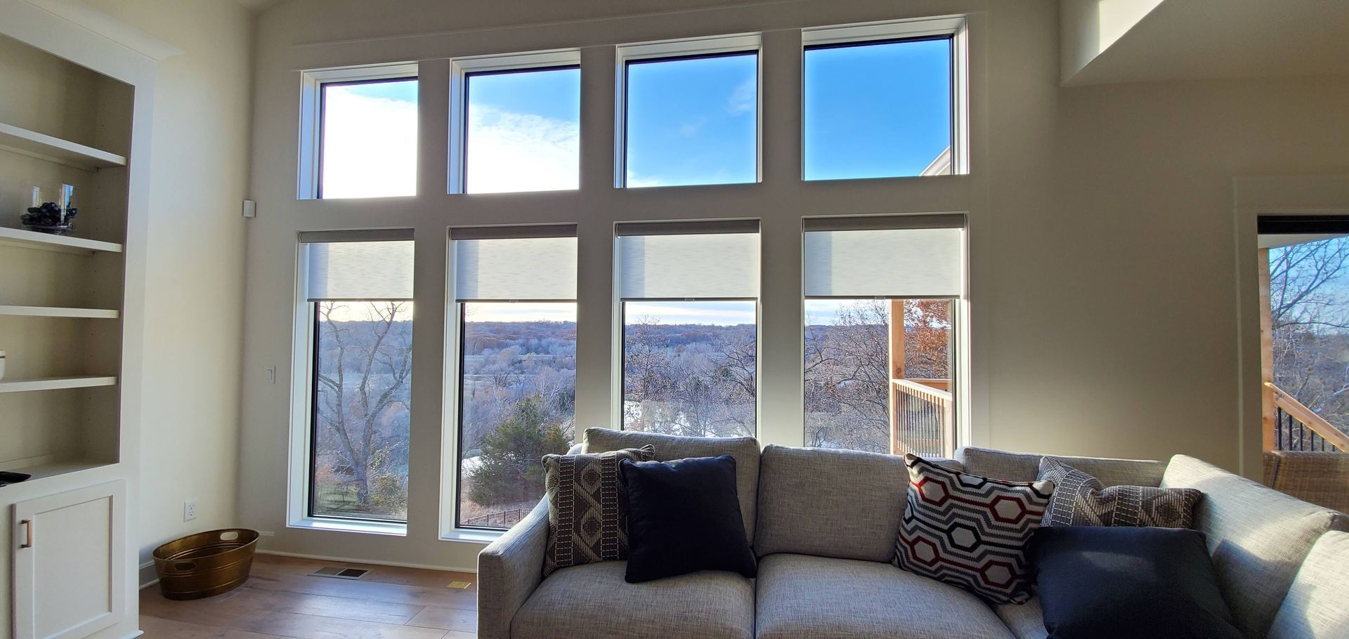 Roller Shades by Solar Shield installed in living room in Kansas City