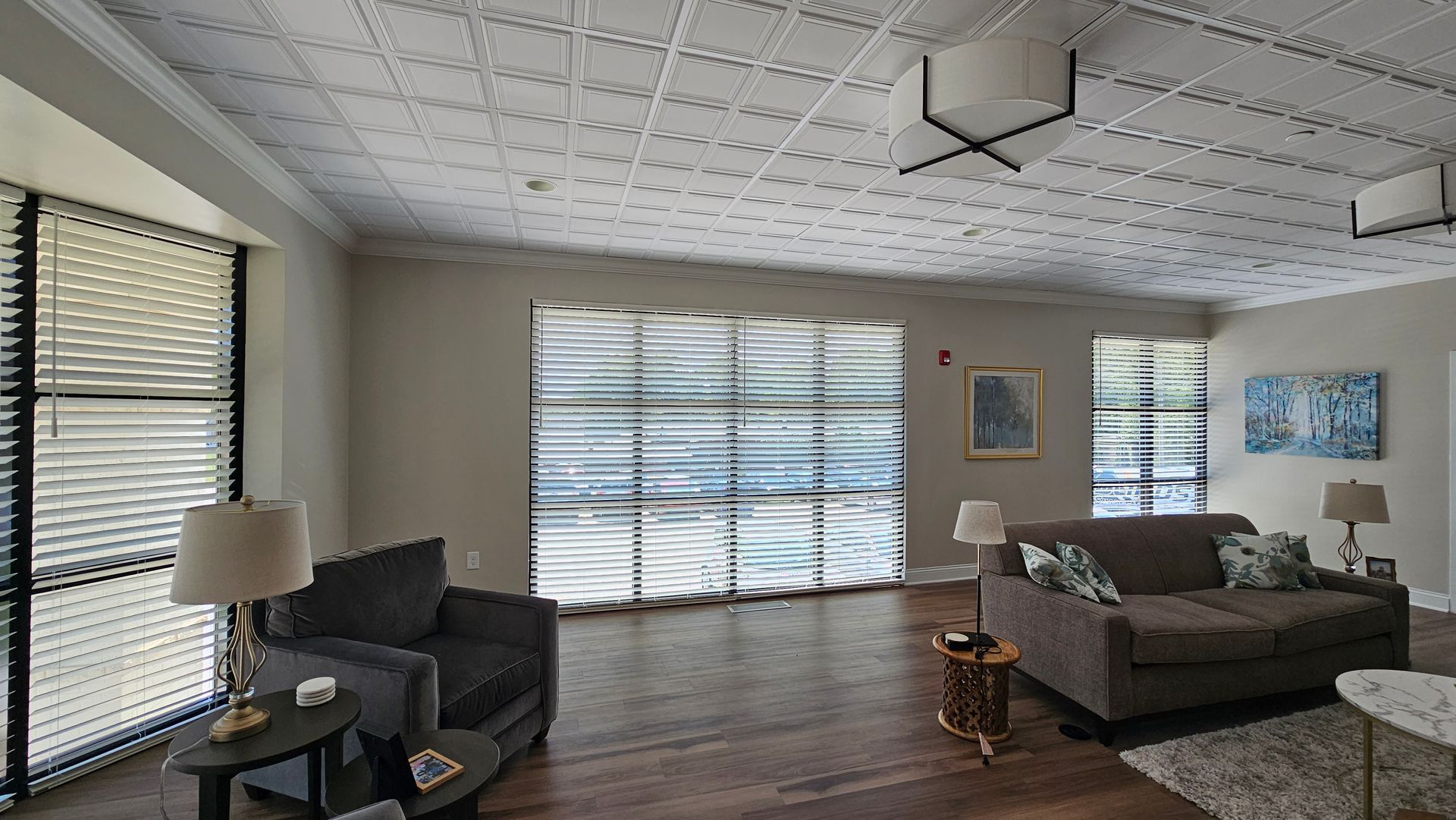 commercial faux wood blinds installed by solar shield