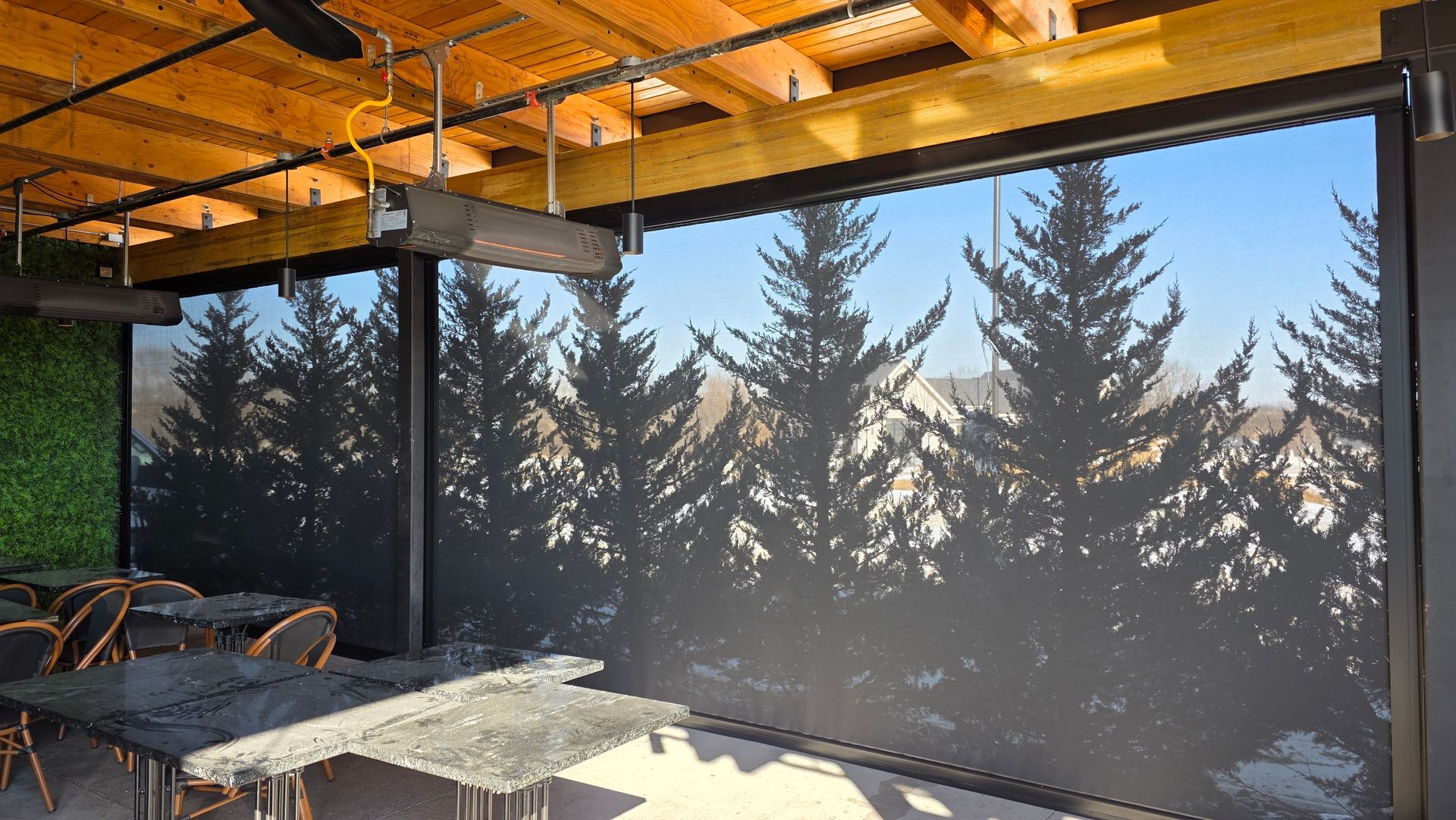Meddys Liberty MO with Solar Shield Patio Shades Installed on outdoor patio area