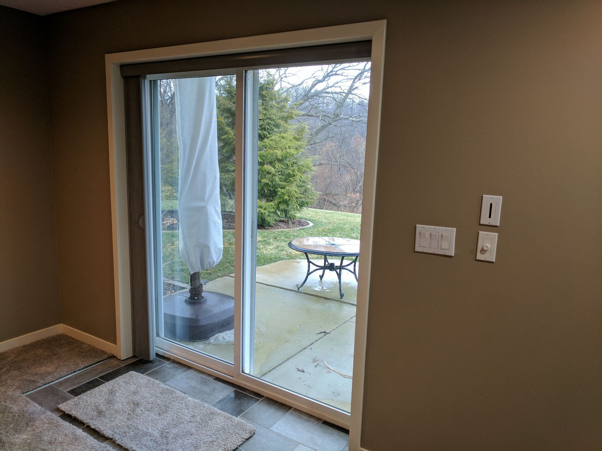 Solar Shield Honeycomb Shades installed on patio door